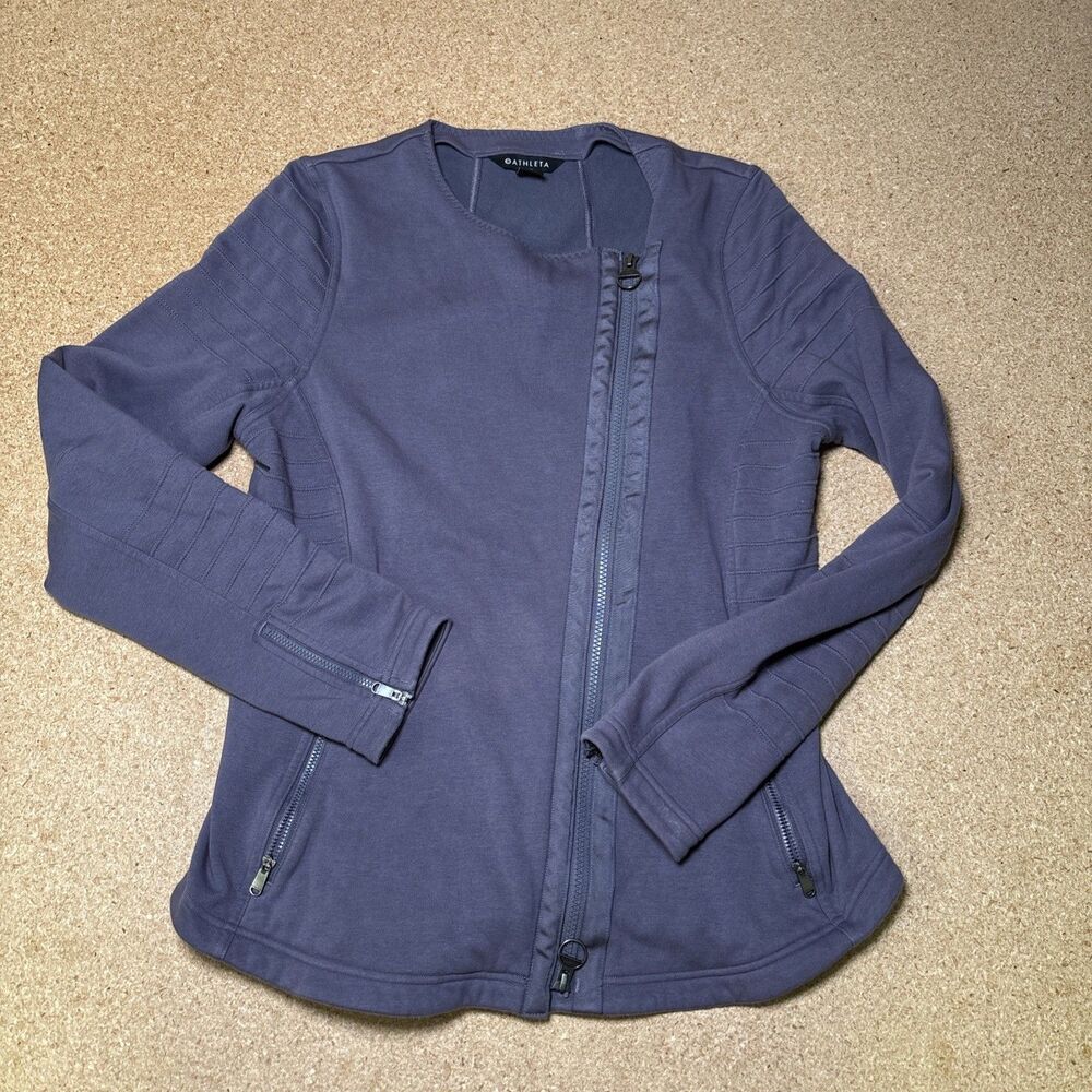 Athleta Plum Long Sleeve Zip Up Moto Jacket Size Large G3